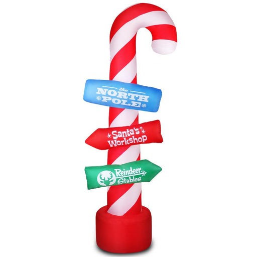 Bostin Life Jingle Jollys 2.4M Christmas Inflatable Santa Guide Candy Pole Xmas Decor Led Occasions