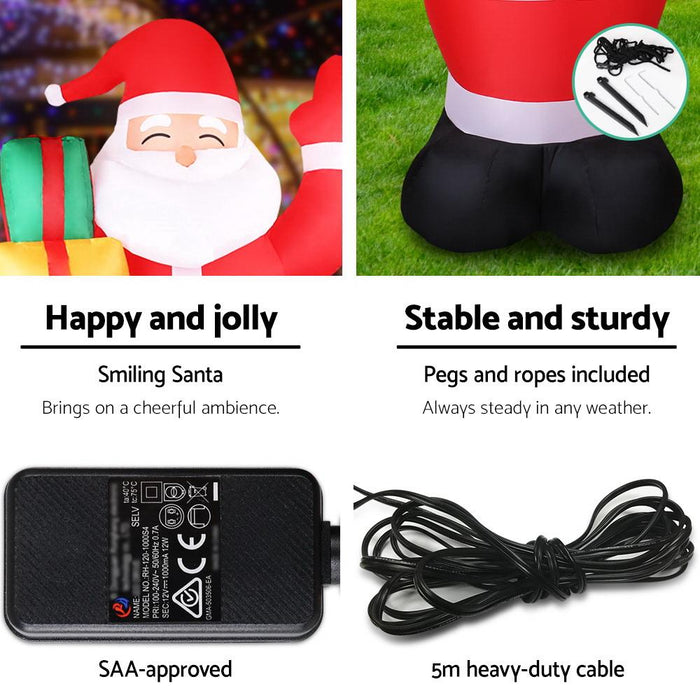 Bostin Life Jingle Jollys 2.4M Christmas Inflatables Santa Xmas Light Decor Led Airpower Occasions >