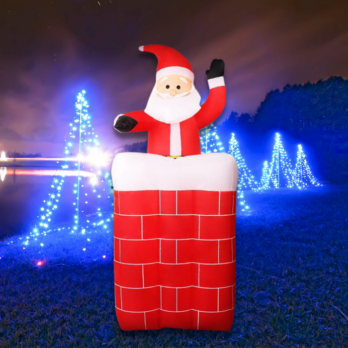 1.8M LED Christmas Inflatable Archway with Santa in Chimney