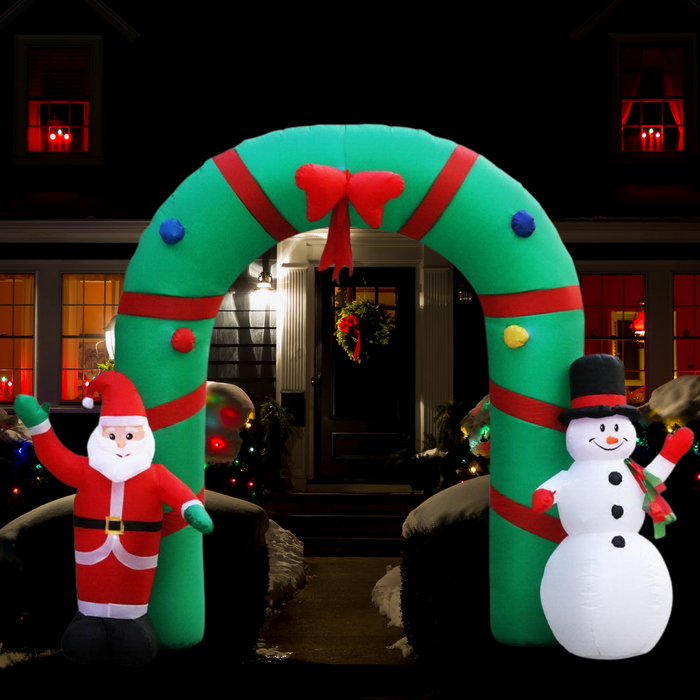 2.8M LED Santa and Snowman Giant Christmas Inflatable Arch Way