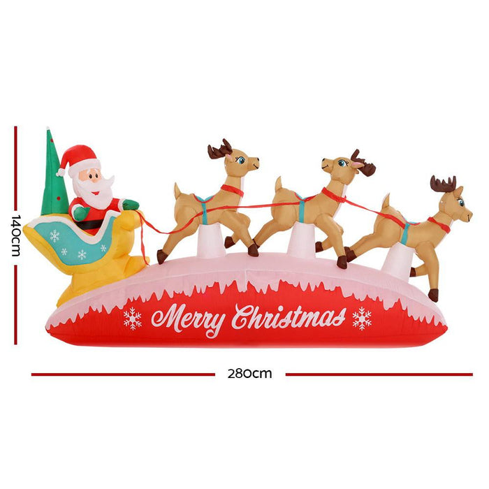 Bostin Life Jingle Jollys Inflatable Christmas Santa On Sleigh 2.8M Lights Outdoor Decorations