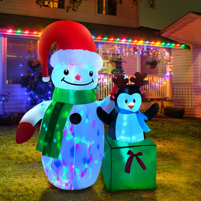 2.4M LED Inflatable Christmas Snowman and Penguin Decoration