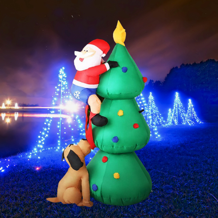 1.8M Inflatable LED Santa on Tree
