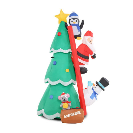 Bostin Life Jingle Jollys Inflatable Christmas Tree Santa Penguin And Snowman Friends 1.8M