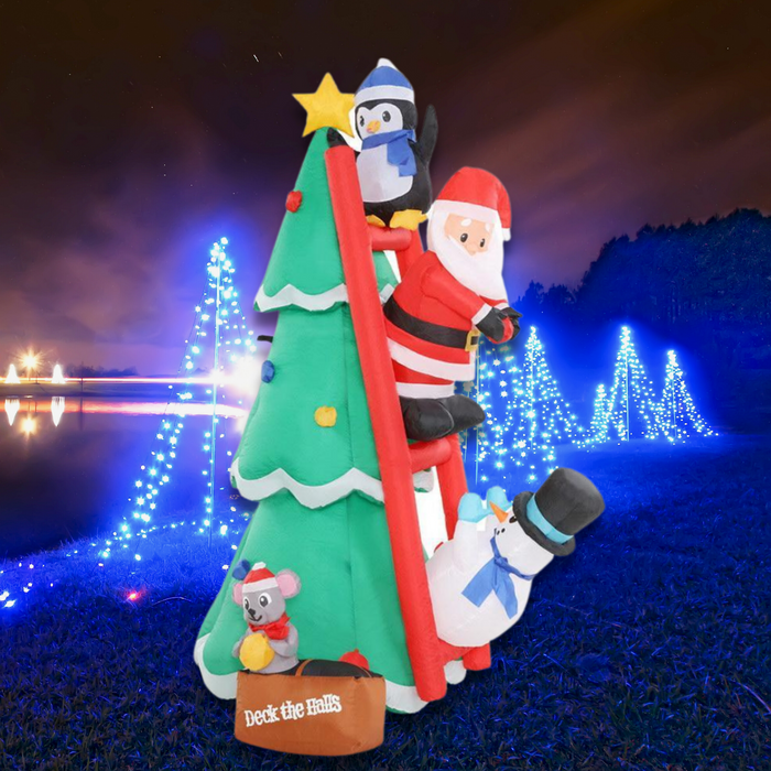 1.8M Inflatable LED Christmas Tree Santa Penguin and Snowman Friends