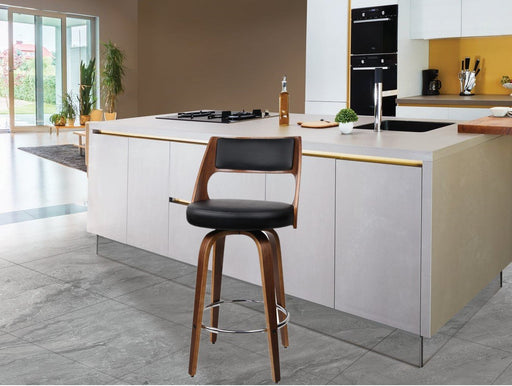 Bostin Life Set Of 4 Wooden Bar Stools Swivel Stool Kitchen Dining Chair Cafe Black 76Cm Furniture >
