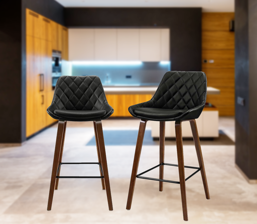 Bostin Life 2 X Kitchen Bar Stools Wooden Stool Chairs Bentwood Barstool Leather Black Furniture >