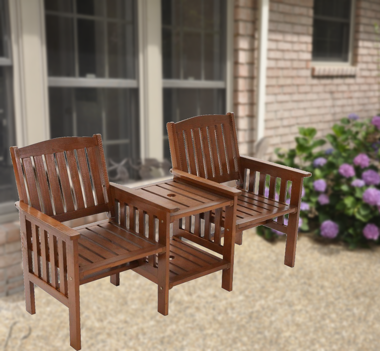 Bostin Life Garden Bench Chair Table Loveseat Wooden Outdoor Furniture Patio Park Brown Dropshipzone