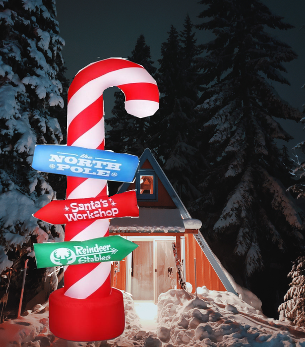 Bostin Life 2.4M Christmas Inflatable Santa Guide Candy Pole Xmas Décor Led Dropshipzone