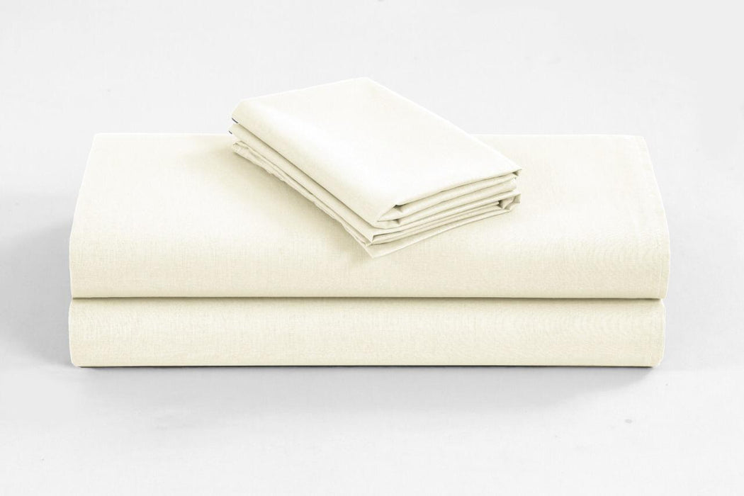 Linen 1200TC Organic Cotton Sheet Sets - King Single Size Cream
