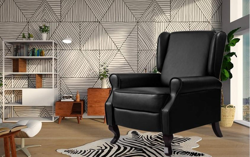 Bostin Life Recliner Chair Luxury Lounge Armchair Single Sofa Couch Pu Leather Black Furniture >