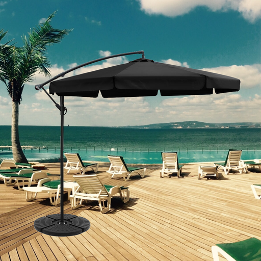 Bostin Life Instahut 3M Umbrella With 48X48Cm Base Outdoor Umbrellas Cantilever Sun Beach Uv Black
