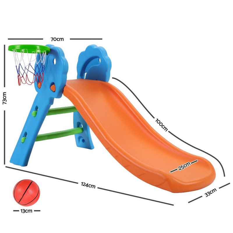 Bostin Life Keezi Kids Slide With Basketball Hoop Outdoor Indoor Playground Toddler Play Baby & >