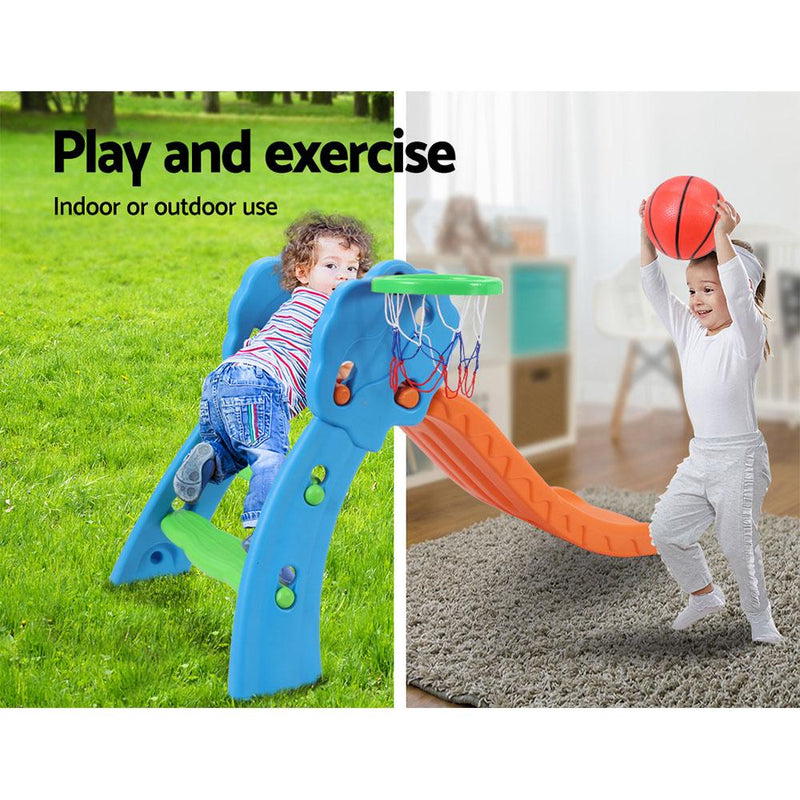 Bostin Life Keezi Kids Slide With Basketball Hoop Outdoor Indoor Playground Toddler Play Baby & >