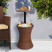 Bostin Life Ice Bucket Cooler Table Bar Outdoor Setting Furniture Patio Pool Storage Box - Brown
