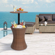 Bostin Life Ice Bucket Cooler Table Bar Outdoor Setting Furniture Patio Pool Storage Box - Brown