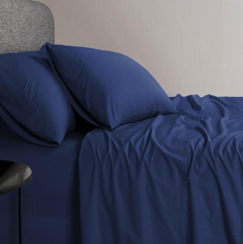 Linen 1200TC Organic Cotton Sheet Sets - Double Size Navy