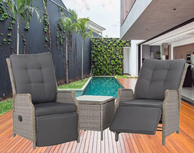 Bostin Life Recliner Chairs Outdoor Sun Lounge Setting Patio Furniture Wicker Sofa Dropshipzone