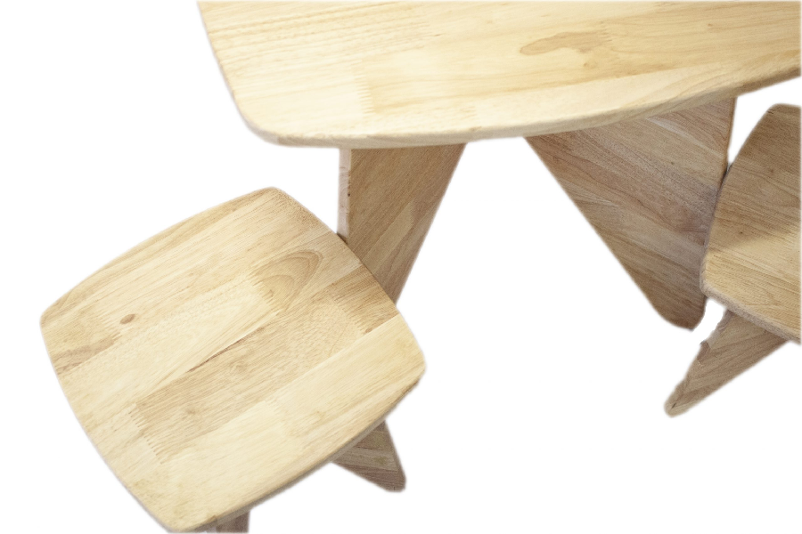 Natural Wood Retro Style Kids Table and Stool Set