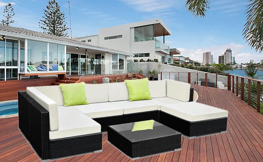 Bostin Life 7Pc Sofa Set With Storage Cover Outdoor Furniture Wicker Dropshipzone
