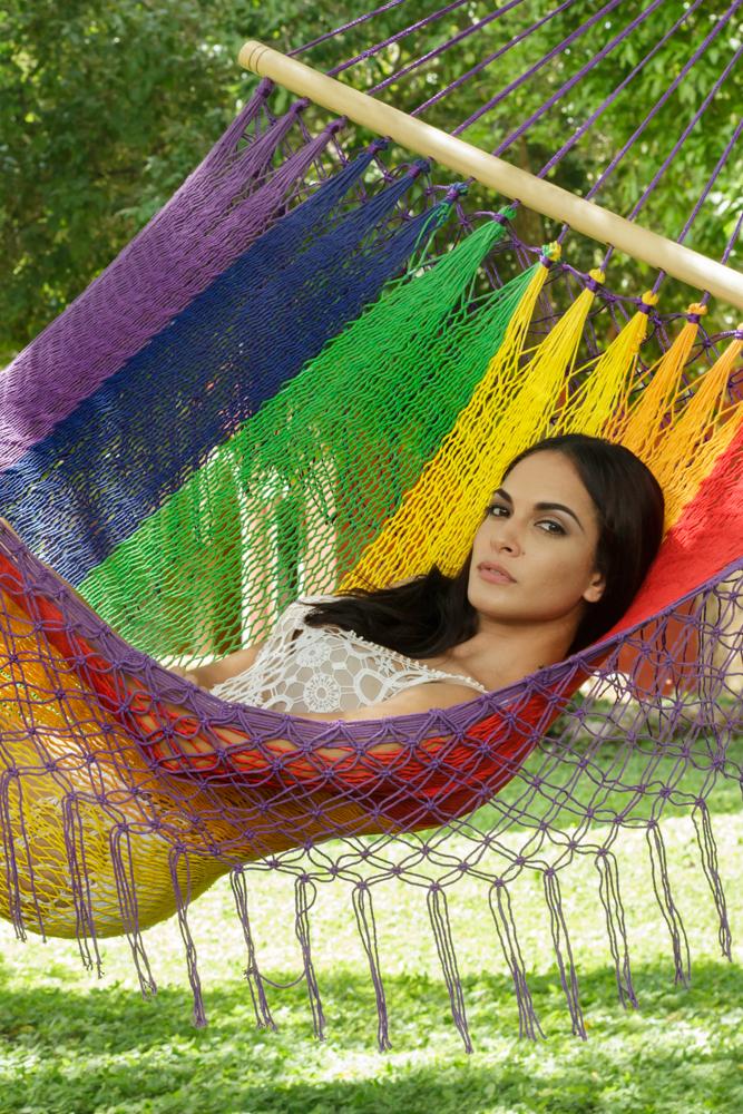 Bostin Life Resort Style Fringed King Size Hammock - Rainbow Home & Garden > Outdoor Living