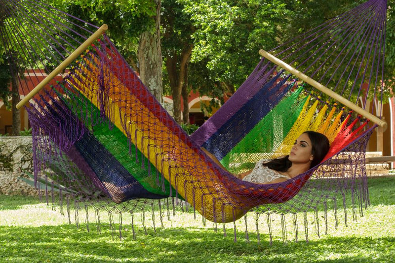 Bostin Life Resort Style Fringed King Size Hammock - Rainbow Home & Garden > Outdoor Living