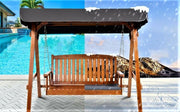 Bostin Life Swing Chair Wooden Garden Bench Canopy 2 Seater Outdoor Furniture Dropshipzone
