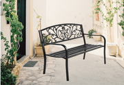 Bostin Life Garden Bench Seat Outdoor Chair Steel Iron Patio Furniture Lounge Porch Lounger Vintage