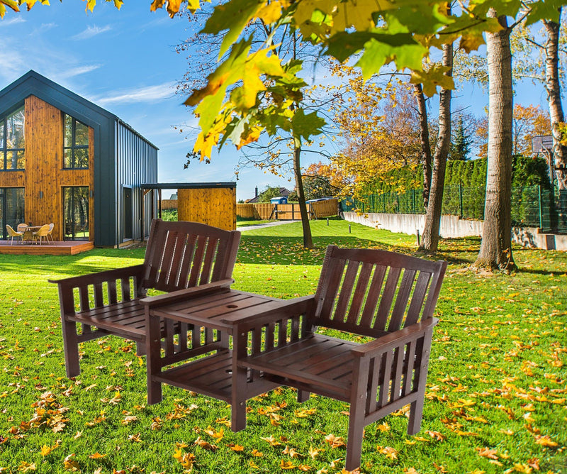 Bostin Life Gardeon Garden Bench Chair Table Loveseat Wooden Outdoor Furniture Patio Park Charcoal